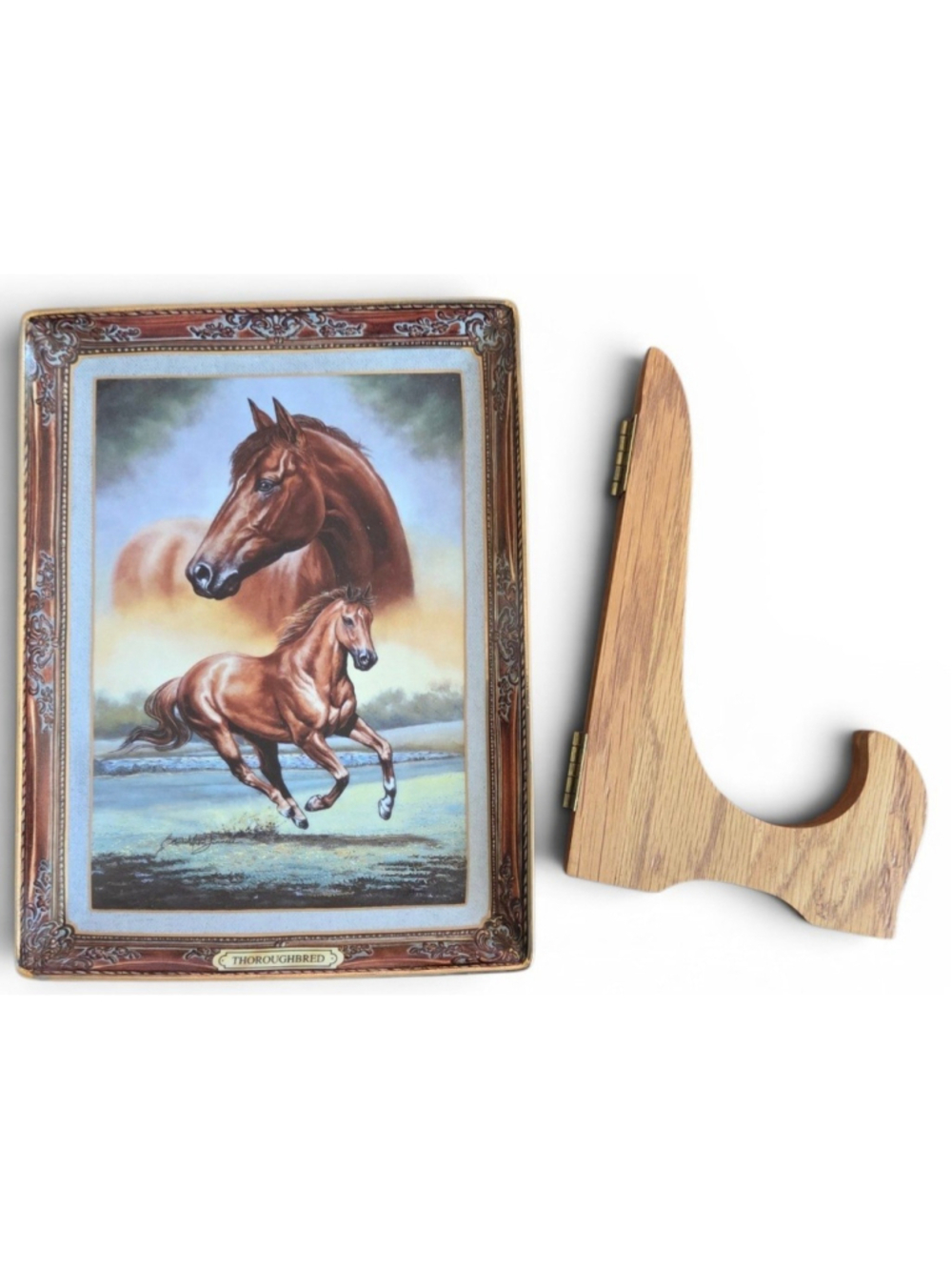 Thoroughbred: Portrait Of A Champion Franklin Mint Plate And Stand